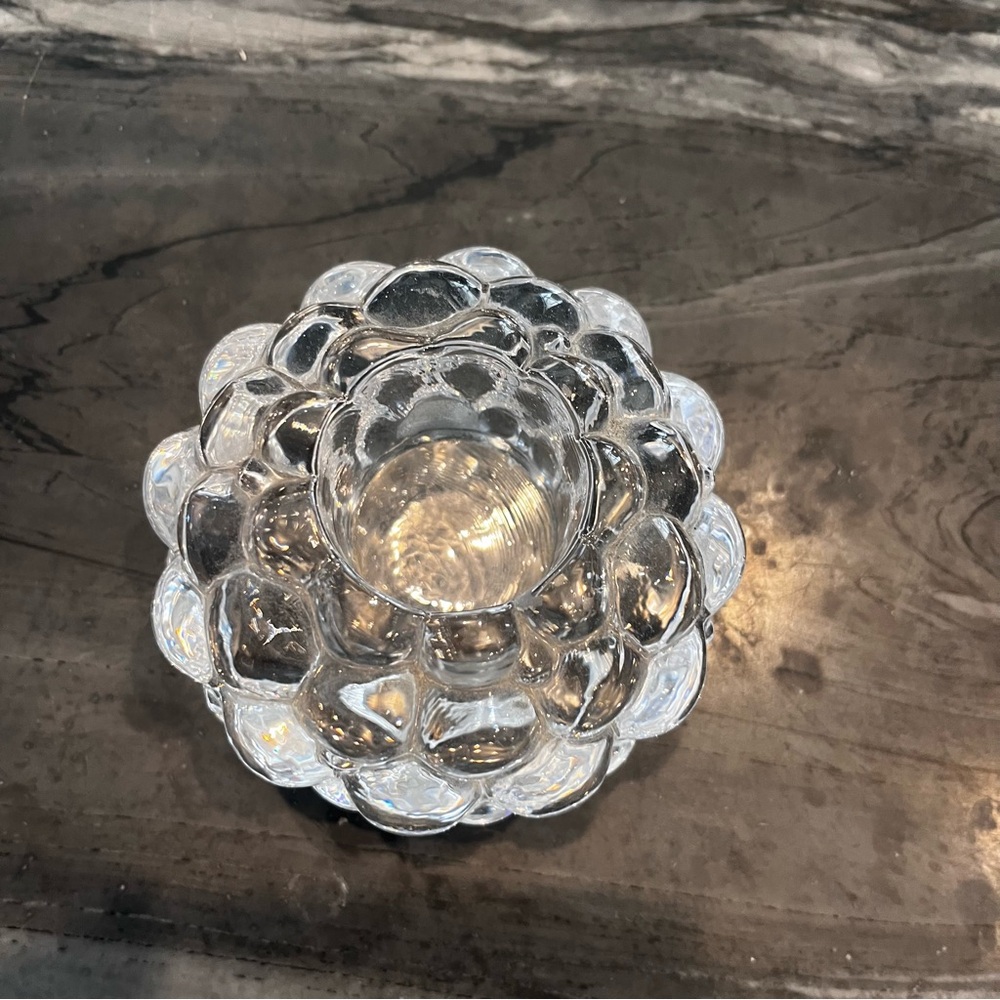 Orrefors Sweden Candle Holder Raspberry Clear Crystal Votive Tea Light Vintage - Picture 5 of 7